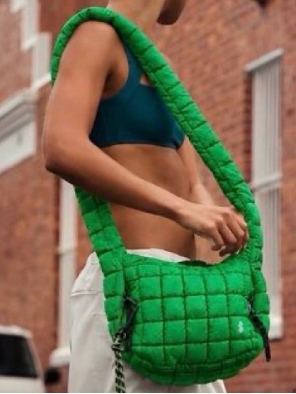 Green Quilted Shoulder Bag - Stylish Women9s Crossbody